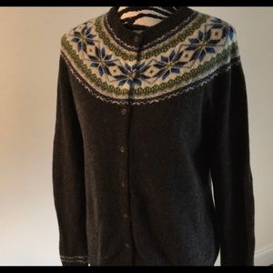 VINTAGE LLBEAN WOOL PREPPY FAIR ISLE CARDIGAN L EUC RARE!